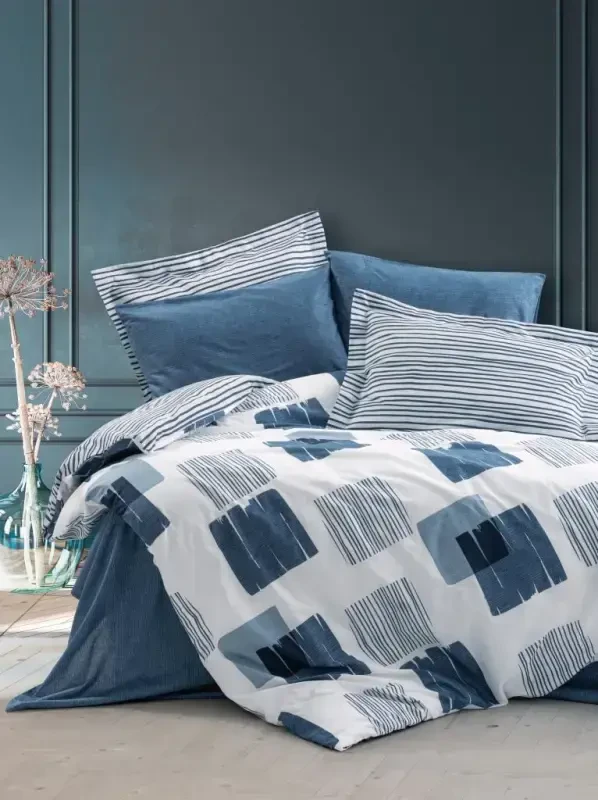 Cotton Box zamonaviy er-xotin uchun choyshab to'plami Solito Indigo - 2