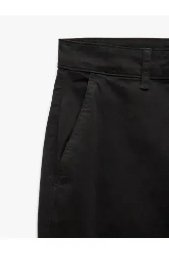 Cotton Buttoned Chino Pocket Detailed Slim Fit Pants - 4