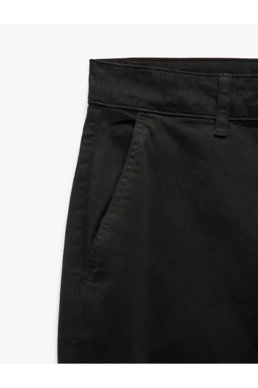Cotton Buttoned Chino Pocket Detailed Slim Fit Pants - 4