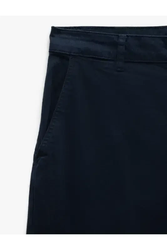 Cotton Buttoned Chino Pocket Detailed Slim Fit Pants - 6