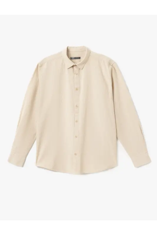 Cotton Buttoned Regular Fit Long Sleeve Classic Shirt - 4