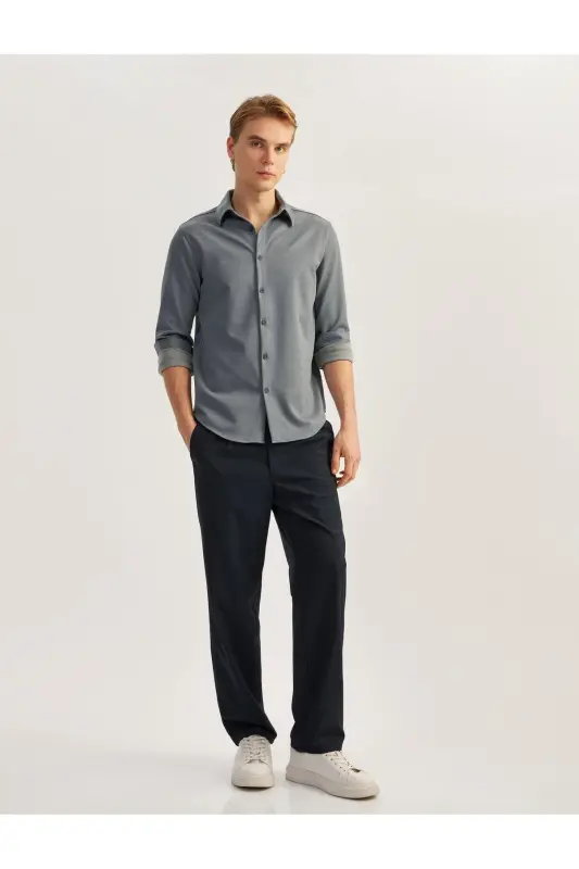 Cotton Buttoned Regular Fit Pique Fabric Long Sleeve - 2