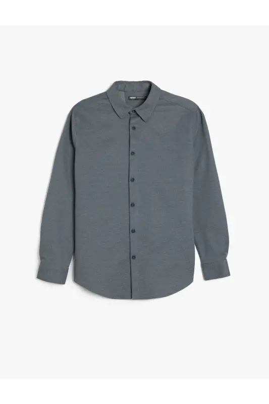 Cotton Buttoned Regular Fit Pique Fabric Long Sleeve - 3