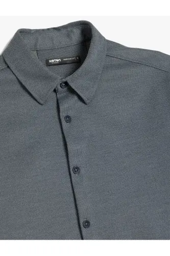 Cotton Buttoned Regular Fit Pique Fabric Long Sleeve - 5