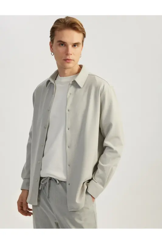 Cotton Buttoned Regular Fit Pique Fabric Long Sleeve - 1