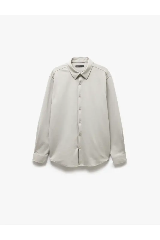 Cotton Buttoned Regular Fit Pique Fabric Long Sleeve - 3