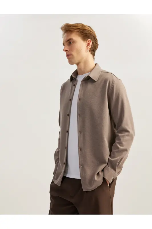 Cotton Buttoned Regular Fit Pique Fabric Long Sleeve - KOTON