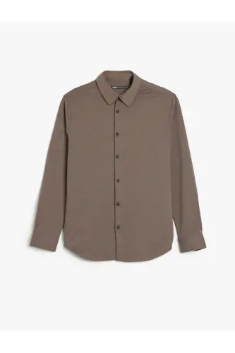 Cotton Buttoned Regular Fit Pique Fabric Long Sleeve - 3