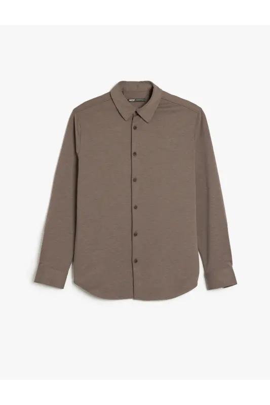 Cotton Buttoned Regular Fit Pique Fabric Long Sleeve - 3