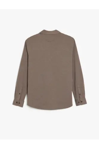 Cotton Buttoned Regular Fit Pique Fabric Long Sleeve - 4