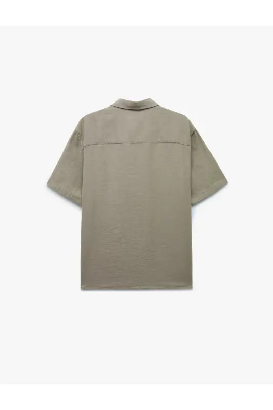 Cotton Buttoned Regular Fit Short Sleeve Shirt-Brown - 4