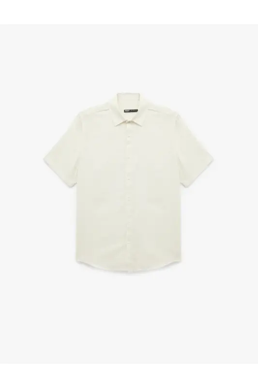 Cotton Buttoned Regular Fit Short Sleeve Shirt-Gray - 3