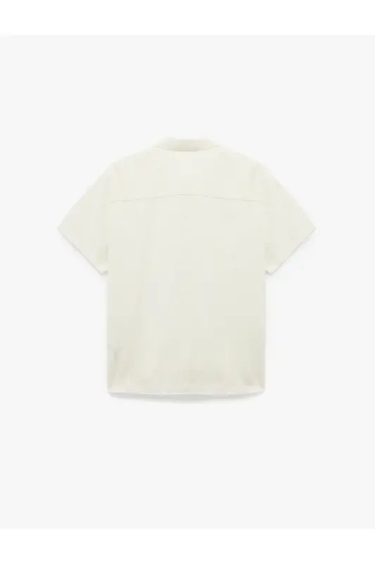 Cotton Buttoned Regular Fit Short Sleeve Shirt-Gray - 4