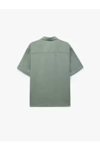 Cotton Buttoned Regular Fit Short Sleeve Shirt-Light - 4