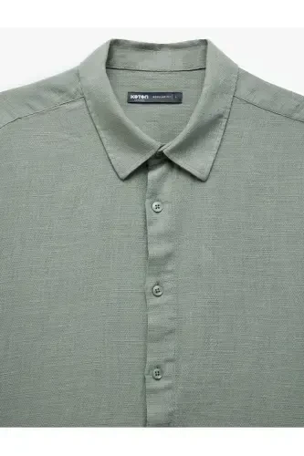 Cotton Buttoned Regular Fit Short Sleeve Shirt-Light - 5