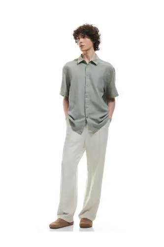 Cotton Buttoned Regular Fit Short Sleeve Shirt-Light - KOTON (1)