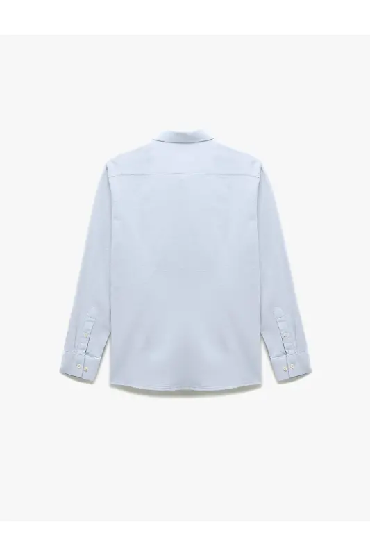 Cotton Buttoned Regular Fit Textured Long Sleeve Shirt - 4