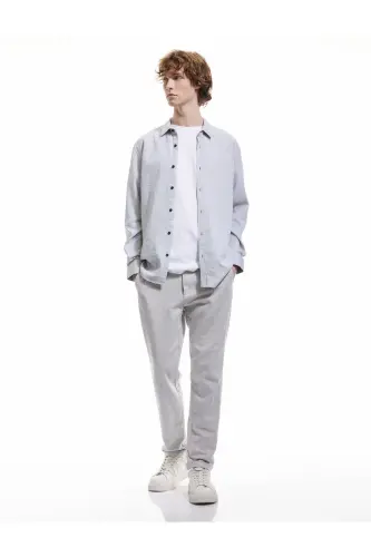 Cotton Buttoned Regular Fit Textured Long Sleeve Shirt - KOTON (1)