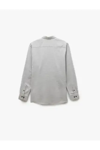 Cotton Buttoned Regular Fit Textured Long Sleeve Shirt - 4