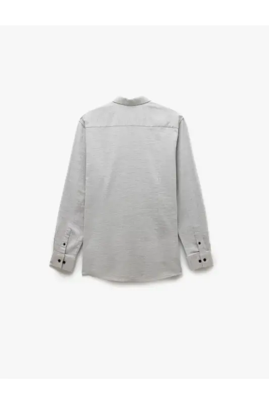 Cotton Buttoned Regular Fit Textured Long Sleeve Shirt - 4