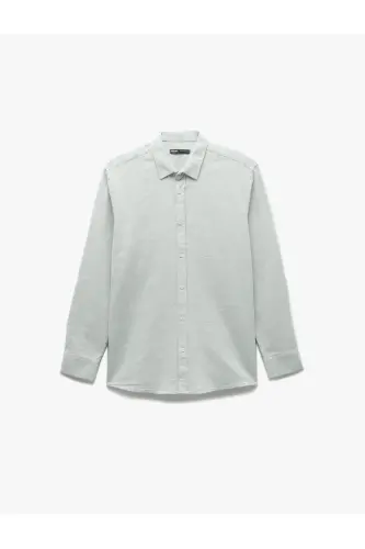 Cotton Buttoned Regular Fit Textured Long Sleeve Shirt - 3