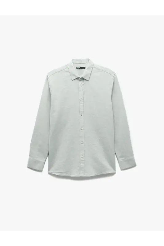 Cotton Buttoned Regular Fit Textured Long Sleeve Shirt - 3