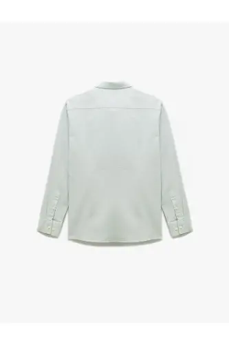 Cotton Buttoned Regular Fit Textured Long Sleeve Shirt - 4