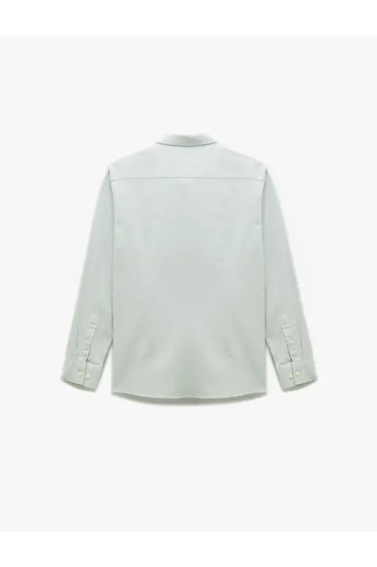 Cotton Buttoned Regular Fit Textured Long Sleeve Shirt - 4