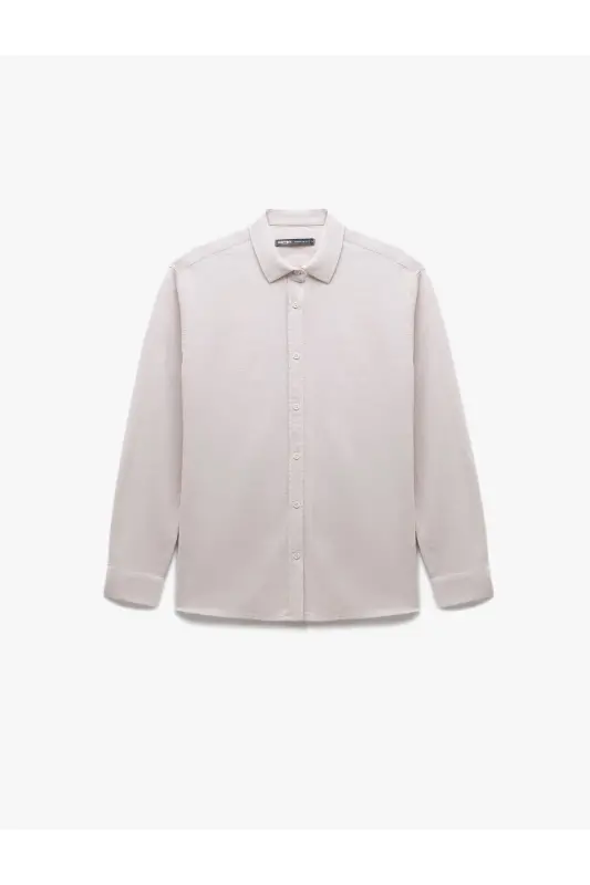 Cotton Buttoned Regular Fit Textured Long Sleeve Shirt - 3