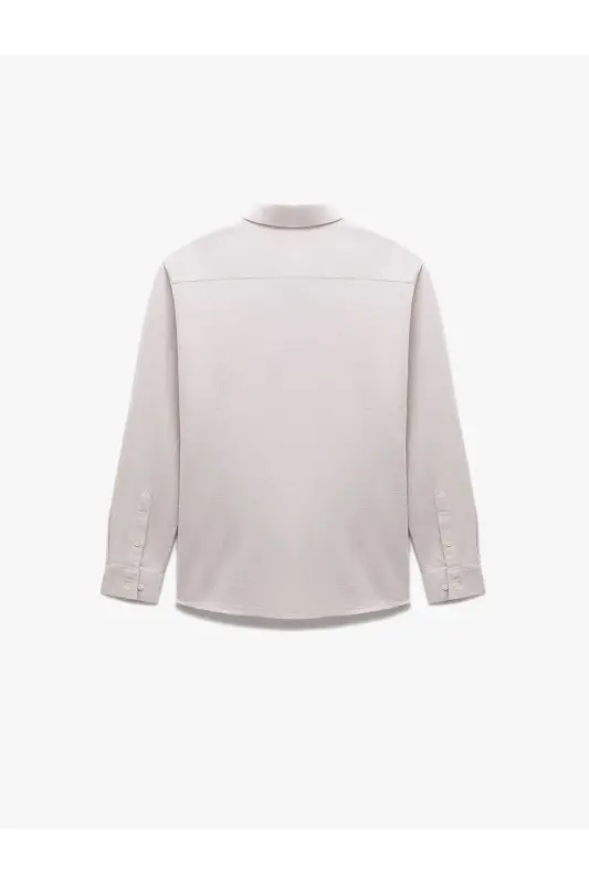 Cotton Buttoned Regular Fit Textured Long Sleeve Shirt - 4