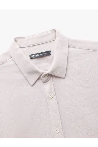 Cotton Buttoned Regular Fit Textured Long Sleeve Shirt - 5