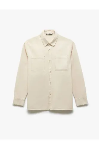 Cotton Buttoned Regular Fit Washed Classic Collar C - 3