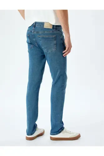 Cotton Buttoned Slim Fit Jean Pants - Brad Jean - 4