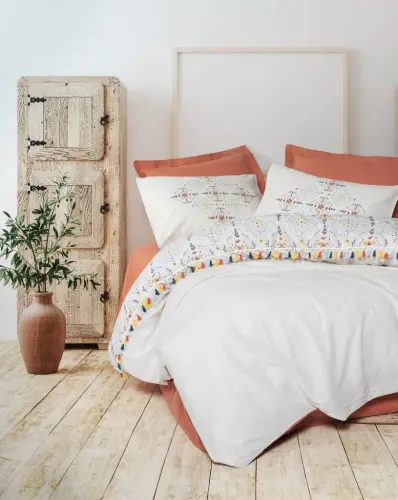 Cotton Candy Caramel Double Bed Sheet Set Milis Carmine - NEVRESIMDUNYASI (1)