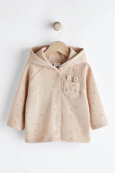 Cotton Caramel Coffee Pocket Detailed Hooded Baby Cardigan / Jacket - NEXT BABY