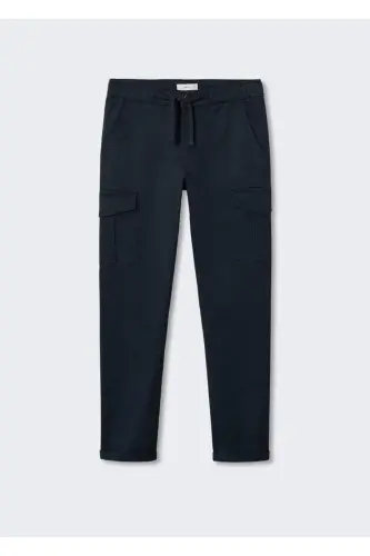 Cotton Cargo Pants-Navy Blue - MANGO TEEN (1)
