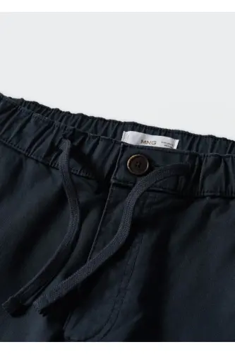 Cotton Cargo Pants-Navy Blue - 6