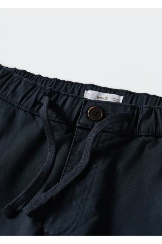Cotton Cargo Pants-Navy Blue - 6