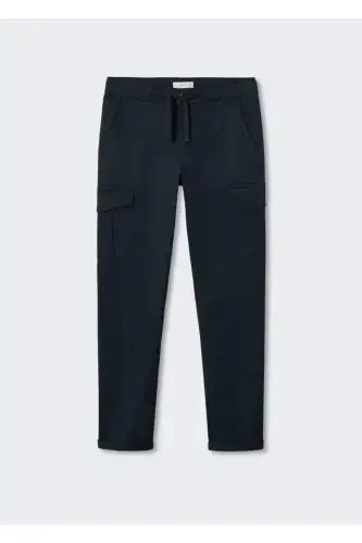 Cotton Cargo Pants-Navy Blue - MANGO TEEN (1)