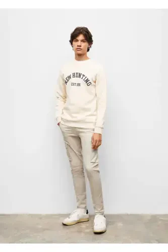 Cotton Cargo Trousers-Ecru - MANGO TEEN (1)