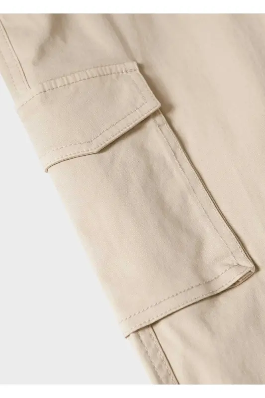Cotton Cargo Trousers-Ecru - 1