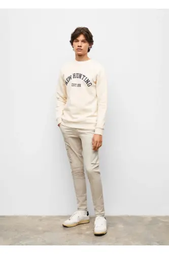 Cotton Cargo Trousers-Ecru - MANGO TEEN (1)