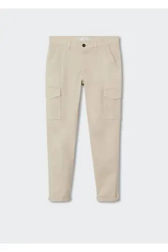 Cotton Cargo Trousers-Ecru - 3