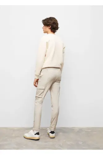 Cotton Cargo Trousers-Ecru - 4