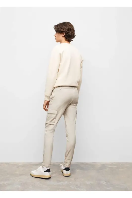 Cotton Cargo Trousers-Ecru - 4