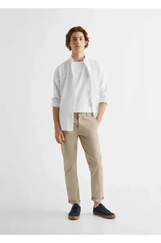 Cotton Chino Pants-Beige - 2