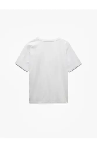 Cotton Crew Neck Short Sleeve Glitter Print Woman - 4