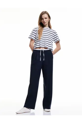 Cotton Crew Neck Short Sleeve Striped T-Shirt-Be - Koton (1)