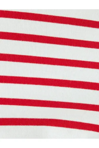 Cotton Crew Neck Short Sleeve Striped T-shirt-S - 6