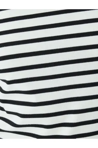 Cotton Crew Neck Short Sleeve Striped T-Shirt-Si - 6